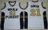 NCAA 대학 남성 농구 Tim Duncan Jerseys 21 Wake Forest Demon Deacons Chris Paul Jersey 3 University 옐로우 블랙 화이트 컬러