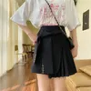 Gaganight Kore Kadınlar İmparatorluğu Pileli A-Line Etekler Bahar Yaz Yeni Katı Sashes Mini JUPE Öğrencileri Chic Faldas Mujer 210412