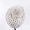 100% echte nertsen bonthoed vrouwen winter gebreide beanie Russische meisjes cap met pom poms dikke vrouwelijke elastische 211228