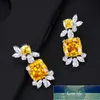 Stud Top Quality Boucle D'oreille Femme Earrings For Women Wedding Engagement Charm Shiny CZ Clear Yellow Crystal1