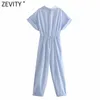 Kvinnor Solid Färg Hem Bowknot Hollow Out Conjoined Kalv Längd Jumpsuits Chic Ladies Casual Business Rompers DS8320 210416