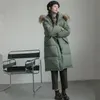 Oversized Coats Gruba kurtka zimowa Kobiety Z Kapturem Fur Collar Down Bawełniany Płaszcz Długa Kurtka Parkas Mujer Maxi Coats 210930