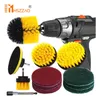 1/3/6/12st Electric Scrubber Drill Kit Plastrundan rengöring för matta glas 4 '' Bildäck Nylonborstar