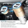 USB Car Charger Dual USB 2 Port Fast Charging Aluminum Alloy Adapter Universal Large Capacity