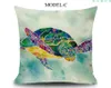 Sofa Pillow Case Syntetyczna Lniana Cartoon Śródziemnomorski Styl Turtle Seahorse Poduszki Pokrywa Poszewka Poszewka na Poszewka