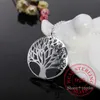 Gorące drzewo życia kryształ okrągły mały wisiorek naszyjnik 925 Sterling Silver Bijoux Collier eleganckie kobiety biżuteria prezent Dropshipping