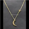 Halsband hängsmycken smycken droppleverans 2021 Moon Pendant Side Star Sier eller guldfärg Välj med pläterad metallkedja Simple Necklace JFCU