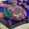 Women039s square scarf shawl pashmina good quality 35 silk 65 cashmere material blue print pattern size 130cm 130cm5196859