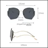 Zonnebril Fashion Aesories 2021 Thee Gradiënt Dames Oceaan Water Cut Gesneden Lens Metalen Gebogen Tempels Zonnebril Vrouwelijke UV400 Drop levering