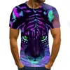 Męskie Street Graphic T Shirts Lato Moda Zwierząt Drukowanie Tshirts Casual Loose Lion Drukuj Tees Youth Dog 3D Digital Pattern Tops