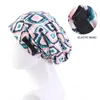 Fashion Printed Double Layer Night Sleep Cap Women's Satin Lined Floral Elastic Band Hair Loss Bonnet Chemo Hat African Beanie