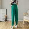 SURMIITRO Fashion Summer Long Harem Pants Women Korean Style Green Black White High Waist Ankle Length Trousers Female 210712