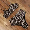 Swimsuit Women Sexy Bikini Smocked Leopard Padded High Waist Bathing Suit Biquini Swimwear Set 210722
