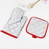 2 sztuk / zestaw Piekarnik Mitts Christmas Pieczenia Anti-Hot Rękawiczki Pad Pad Dining BBQ Kitchen Mat Nowy Rok 2020 Xmas Party Decoration Supplies