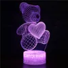 Pequena noite luzes 3d amor urso colorido diodo emissor de diodo emissor de luz acrílico lâmpada de mesa de toque de controle remoto sala de decoração decoração lâmpada de mesa