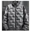 Solid Shiny Winter Jacket Uomo Autunno Giù Giacche spesse Parka Geometry Abbigliamento uomo Cappotti caldi oversize Abbigliamento 210524