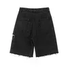 Hög midja denim shorts kvinnor mode casual hajuku breda ben rippade jeans kort tvättad kvinnlig sommar bomull 210719