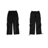 IEFB мода дизайн черные грузовые брюки для мужчин весенний хип-хоп уличная одежда емкости эластичные талии причинные брюки 9Y5519 210715