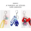 Cute gift multicolor resin bunny keychain alloy color bell accessories LOVE braided belt ladies bag ornaments G1019