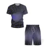 Summer Men's Short-sleeved 3D Vortex T Shirt Sports Ssts Quick-drying Cool Milk Silk Fabric Sets Tracksuits