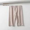 BRADELY MICHELLE sexy mujer algodón cintura alta elástico color puro delgado hasta la rodilla bikeshorts leggings mujer 210708