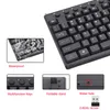 Ensemble clavier et souris sans fil 2,4 GHz, Kit de touches multifonctions noires, 2 pièces/lot, claviers et souris fins de bureau avec récepteur pour bureau à domicile, ordinateur portable de bureau