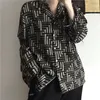 Harajuku imprimé Blouse femmes printemps revers grande taille simple boutonnage à manches longues chemise femme 5C63701 210427