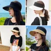 حافة واسعة القبعات السحرية الشريط بنما المرأة القش قبعة فارغة أعلى 2021 المرأة الصيف حماية الشمس في الرياضة الصيد الشاطئ جورو