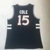 Erkek Jermaine Cole 15 Bulldogs Lisesi Lacivert Mavi Basketbol Formaları Vintage Dikişli Gömlek S-XXL