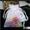 Torebki Opakowanie Wyświetlacz 15x20 cm 100pcs White Color Pakiet Biżuteria Duże woreczki Dstring Organza Worki na prezenty dla Weddin186G