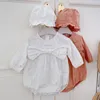 Bebek Kız Kadife Tulum + Şapka Bahar Uzun Kollu Moda Bebek Giysileri Ilmek 0-3Yrs 210429