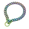 Dog Collars & Leashes 15/19mm Width Titanium Steel Stainless P Chain For Large Dogs Durable Colorful Electroplating Pet Pitbull Doberman