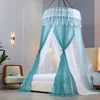 Laço de luxo Mosquito Net Romântico Hung Dome Malha de Teto Dupla Layer Netting Dobrável Verão Inseto Dossel para 1,2-2.0m cama