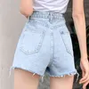 Mode vrouwen shorts zomer grote maat hoge taille denim losse gaten en dunne brede broek 210520