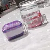 Lüks Bling Glitter Yıldız Su Sıvı Sert Kılıflar Apple Airpods Pro Rhinestone Aksesuar Kapak Hava Pods Için 2/3 Kulaklık Tasarımcı Kulaklık Kılıfı Opp Paketi Ile