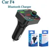 FM Zenderauto F4 Charger BT5.0 Dual USB Fast Charging PD Ports Handsfree Audio Receiver MP3 -speler Kleurrijke sfeerlichten met pakket