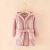 Soft Girl Sleepwear Robe Autumn Winter Children Flannel Bathrobe for Girls Boys Pamas Comfort Kids Cartoon Homewear 2-8 Year 211028