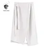 FANSILANEN Sexy split vendaje wrap a-line falda Mujer oficina dama elegante midi negro Vintage blanco alta cintura inferior 210629