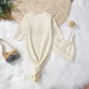 Sono recém-nascido conjunto de cor sólida algodão casual manga longa swaddle envoltório saco de dormir + chapéu apontado roupa de cama bebê roupas