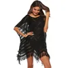 Bikini Cover Up See Through Tassel Crochet Swimsuit Beach Dress Women 2021 Summer Bathing Suit Cover-Ups Wear Tunic Sarongs