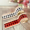 Jul Fall Hantverk Dekoration Wired Edge Ribbons Black White Buffalo Plaid Ribbon för DIY Presentförpackning XBJK2107