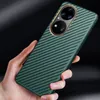 Genuine Leather Luxury Carbon Fiber Pattern Shockproof Protect Cases Cover For Huawei P50Pro P50