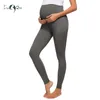 Maternity Pełna długość French French Terry Secret Fit Belly Legginsy Elastyczne Spodnie sportowe YOGA 210721