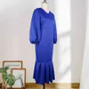 women summer dress sexy maxi bodycon dress Puff Sleeves v neck blue plus size elegant prom wedding evening party dress 210422