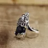 925 Sterling Silver Smycken Tai Yin Justerbar Lady Ring Lila Sand Sten Lucky Mythical Wild Animal Pixiu Rings