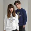 Taç Arılar Kazak Arı Baskılı Crewneck Hoodies kadın Vegan Kristal Elmas Kazak Sıcak Fix Rhinestone Lady Büyük Boy X0721