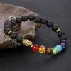 Beaded Strands Bracelets Fashion Style 7 Chakra Healing Bracelet Natural Lava Stone Diffuser Jewelry Armbanden Voor Vrouwen Trum22