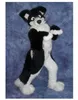 Halloween longo pele preta husky cão mascote traje fox adultos animal fantasia terno unisex fursuit vestido desenhos animados