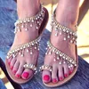 Women Sandals Summer Shoes Flat Pearl Comfortable String Bead Slippers Casual Size 34 43 0211