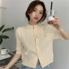 Comelsexy Lady OL Summer Solid All Match Short Sleeves Coats High Waist Knitted Cardigans Thin Women Fashion Sweaters 210515